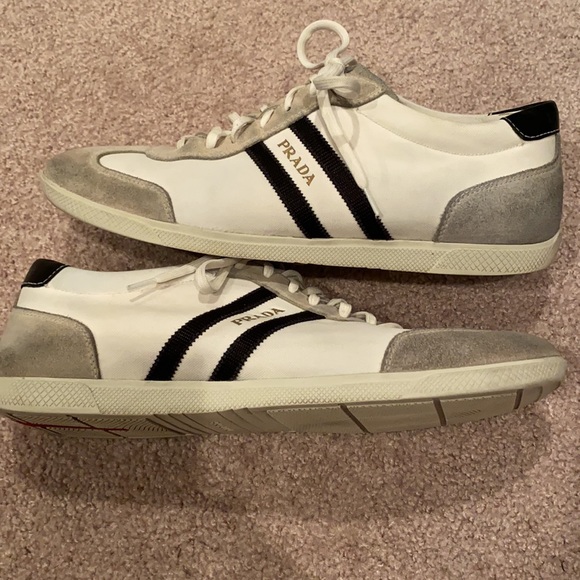 Prada Authentic Low Top White Gray Black Sneakers - Picture 9 of 10